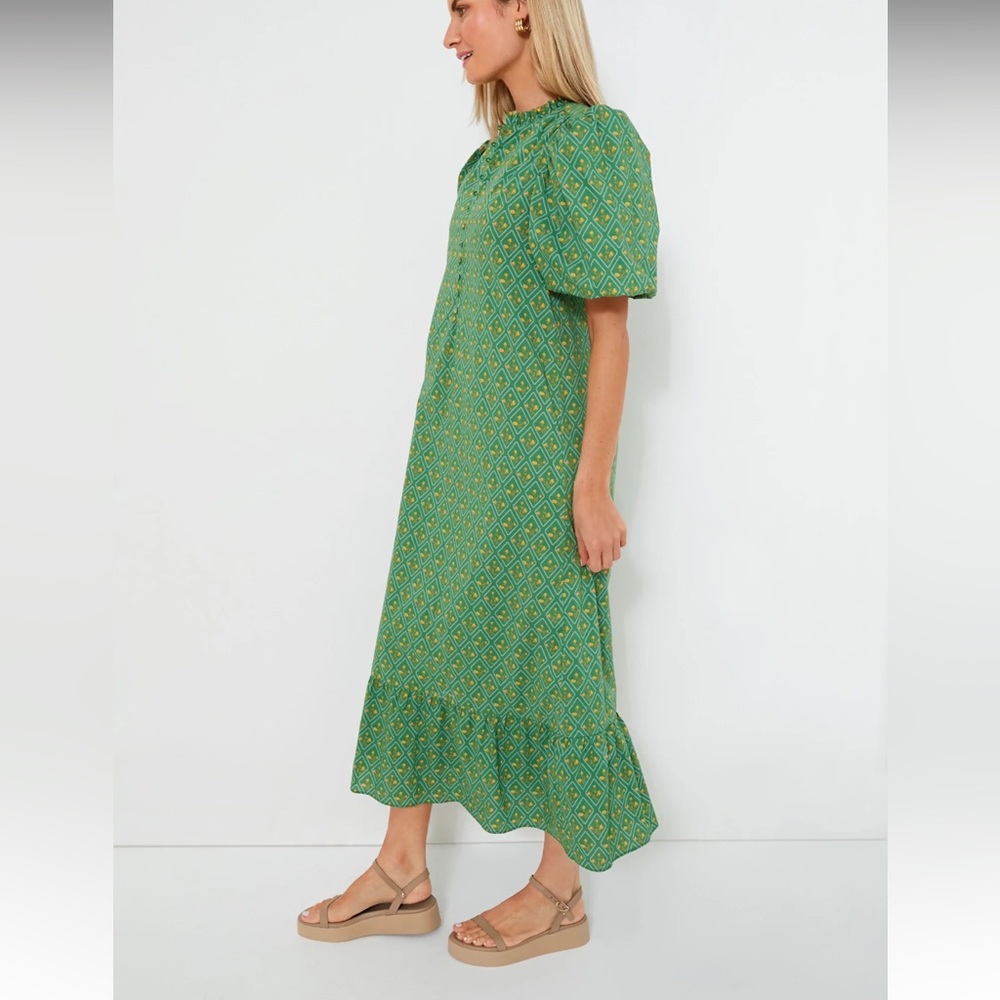 Tuckernuck Green Patterned Midi Dress - Picture 3 of 9